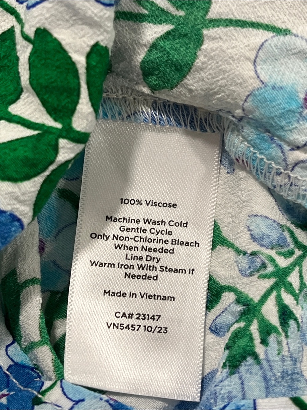Talbots Blue & Green Floral Peasant Blouse Praire S - Picture 7 of 9